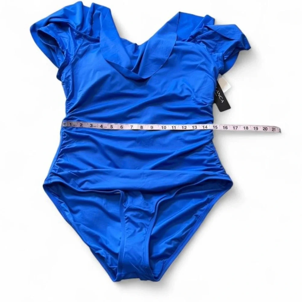 La Blanca China Blue Convertible‎ Ruffle One Piece Swimsuit